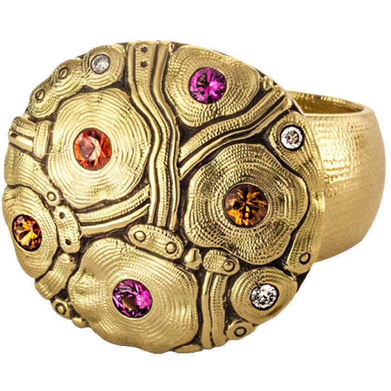 women's rings with antique gold -Alex Sepkus Summer Flowers Dome Ring - R-190S