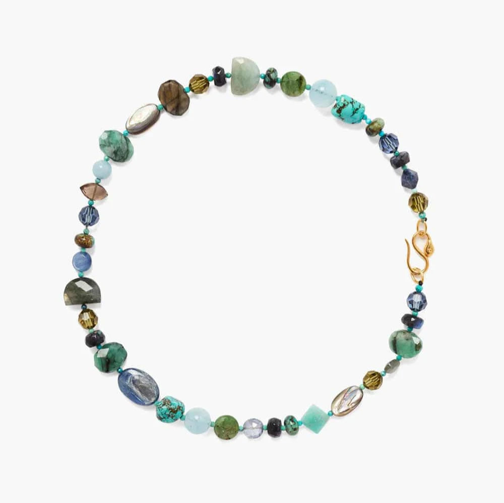 women's necklaces with gemstone accents -Green Mix Pandora Necklace