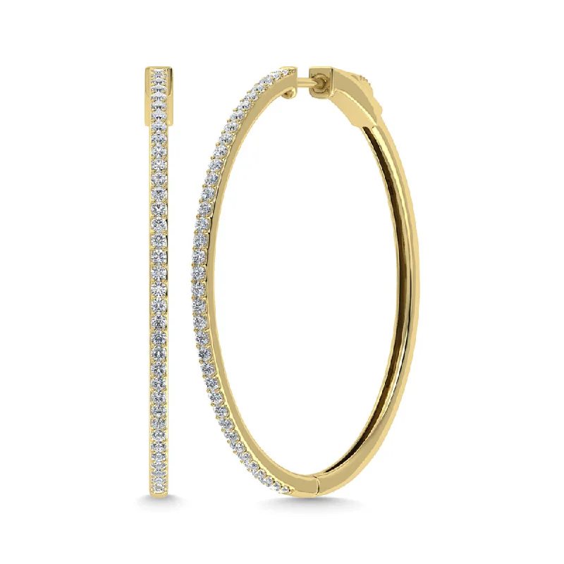 women's earrings with luxurious finish -Diamond  1 1/3 Ct.Tw. Hoop Earrings in 10K Yellow Gold