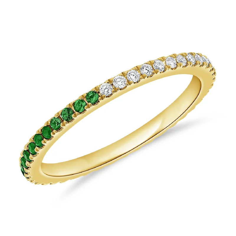 women's engagement rings with wide band -Tsavorite & Diamonds Ring made in 14K Gold