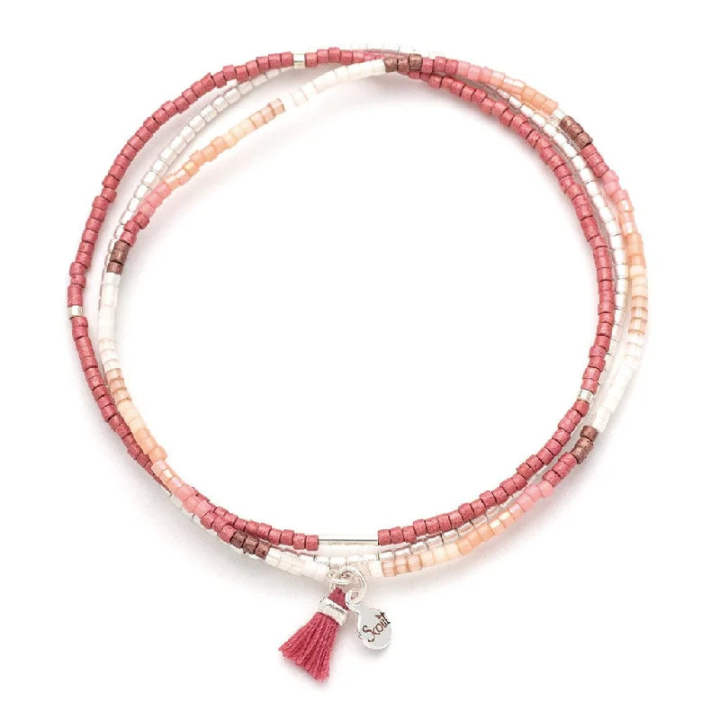 women's bracelets with heart-shaped charms -Scout Chromacolor Miyuki Bracelet Trio - Blush Muli/Silver