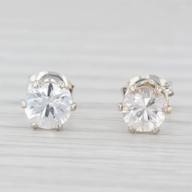 women's earrings with gemstone halos -0.80ctw Moissanite Stud Earrings Sterling Silver Round Solitaire