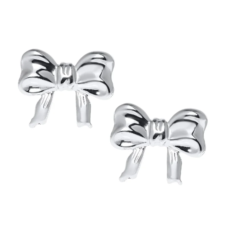 women's earrings with antique-style design -STERLING SILVER CHILDRENS BOW STUD EARRINGS