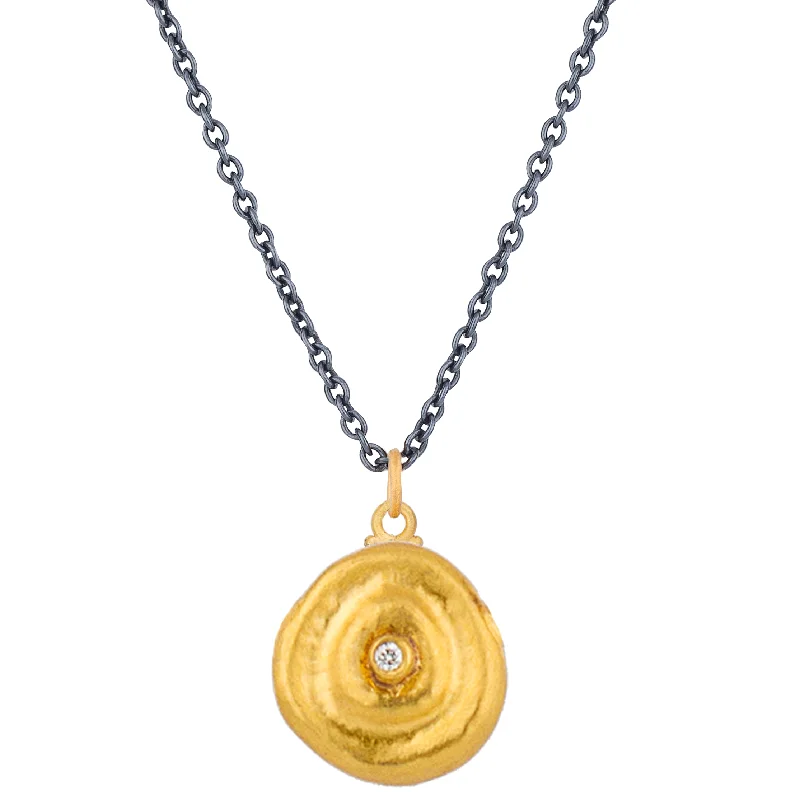 women's necklaces with natural stones -Lika Behar Single Rondelle Diamond Necklace 24K Gold RD-N-116-GOXD-1