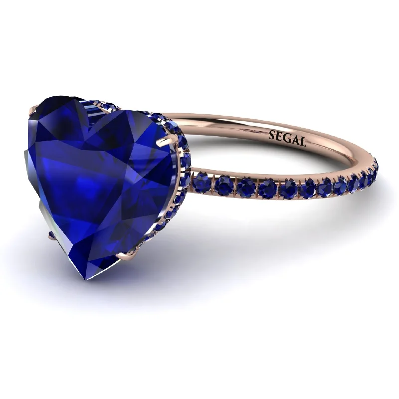 women's engagement rings with oval diamonds -Heart Shape Sapphire Ring - Noelle No. 74