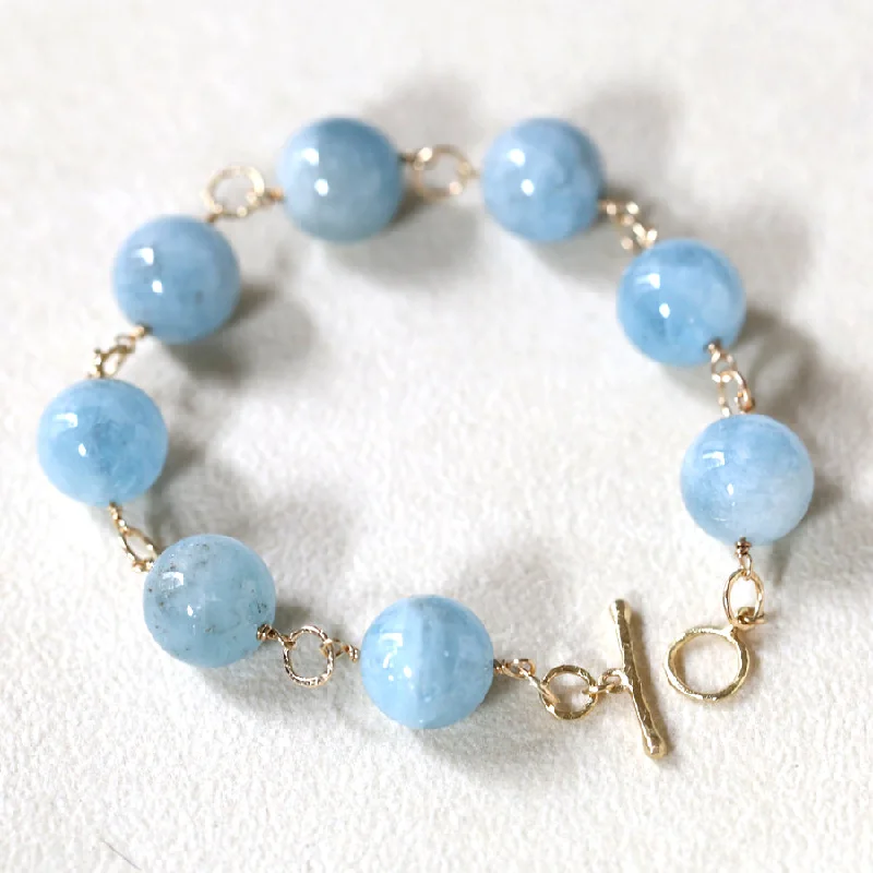 women's bracelets with stacked bangles -Milky Aqua bracelet