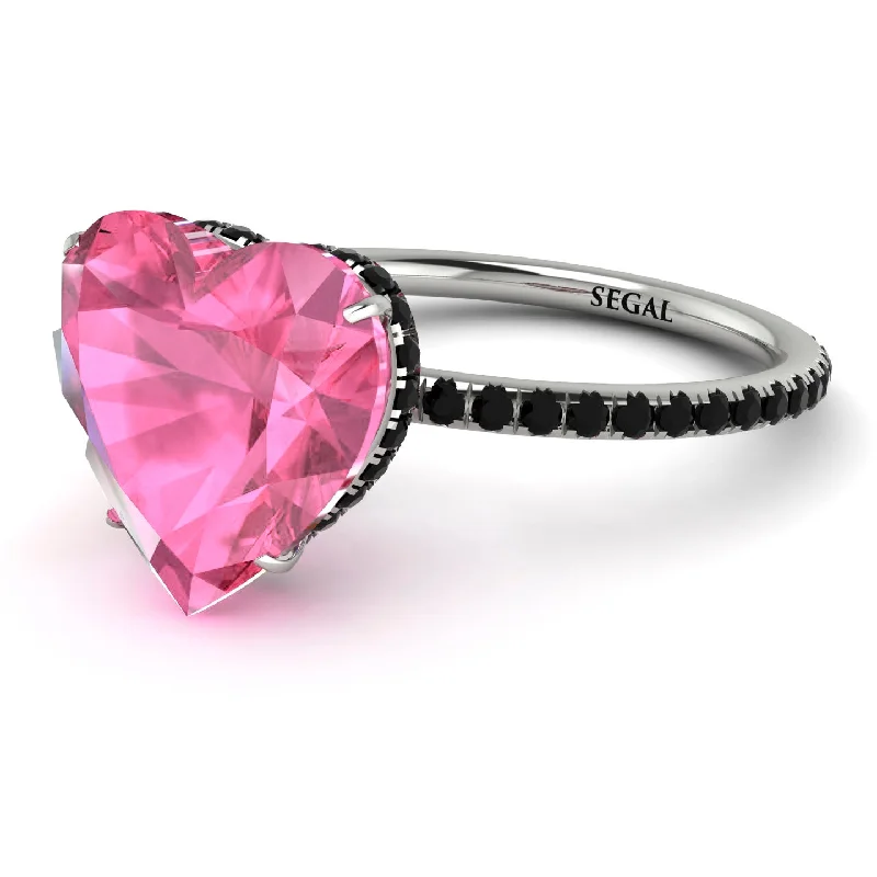 women's engagement rings with large center stone -Heart Shape Pink Moissanite Ring - Noelle No. 809