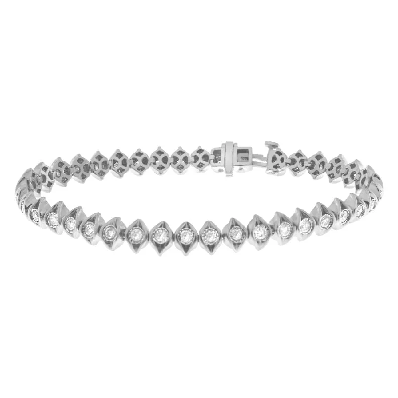 women's bracelets with multi-tone finish -LADIES BRACELET 1.00CT ROUND DIAMOND 10K WHITE GOLD