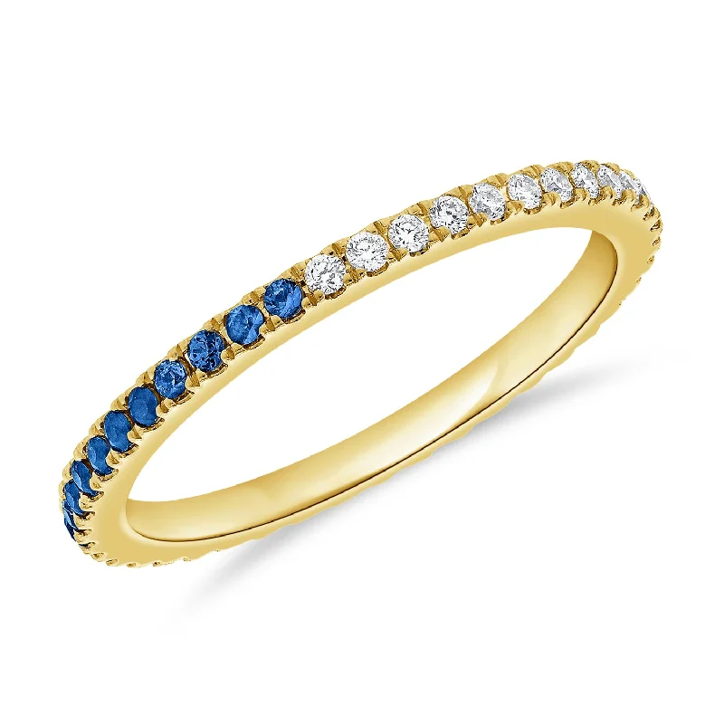 women's engagement rings with double band -Diamonds & Sapphire Eternity Ring made in 14K Gold