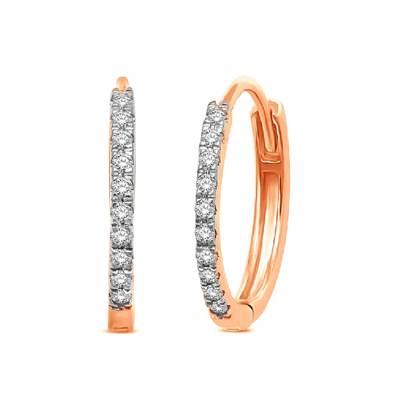 women's earrings with minimalistic look -14K Rose Gold  1/10 Ct.Tw.Diamond Stackable Earrings