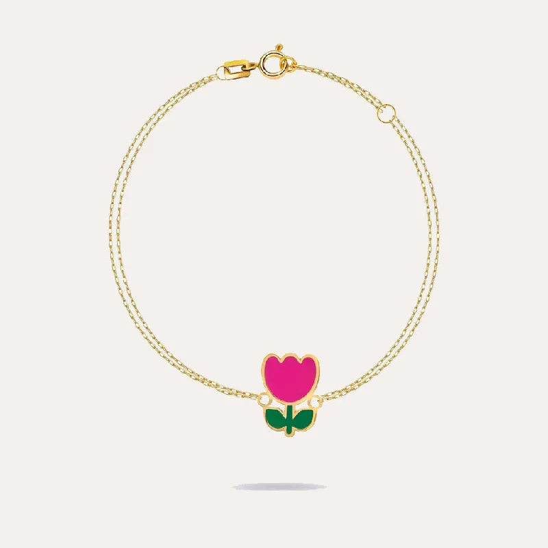 women's bracelets with stacked bangles -18K Gold Flower Bracelet For Kids