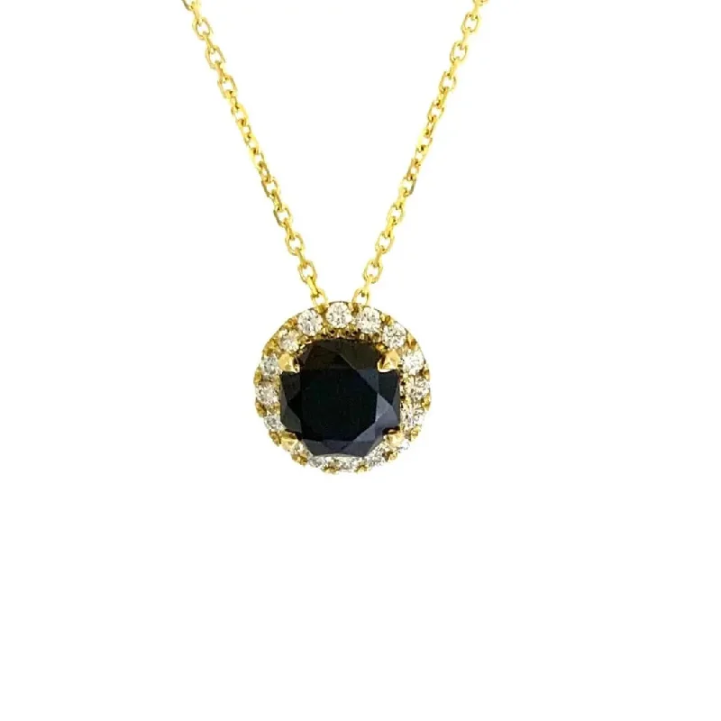 women's necklaces with diamond accents -Yellow Gold Black Spinel and Diamond Necklace