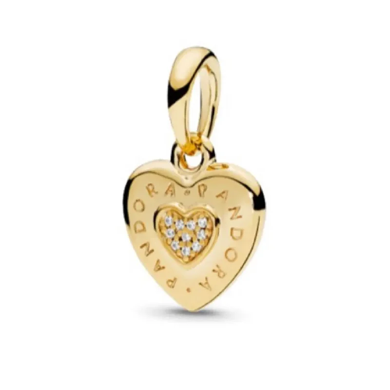 women's necklaces with double pendant -Pandora Shine Logo Heart Necklace Pendant