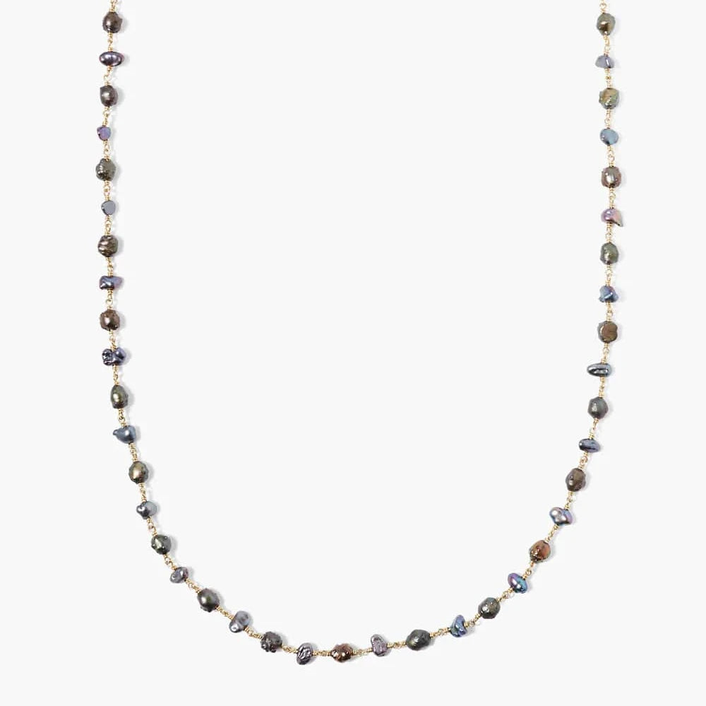 women's necklaces silver -Santa Fe Necklace in Peacock Pearl