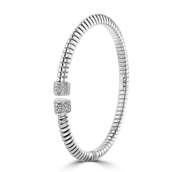 women's bracelets with modern bangle -18K WHITE GOLD 0.57CT DIAMOND CUFF BANGLE BRACELET