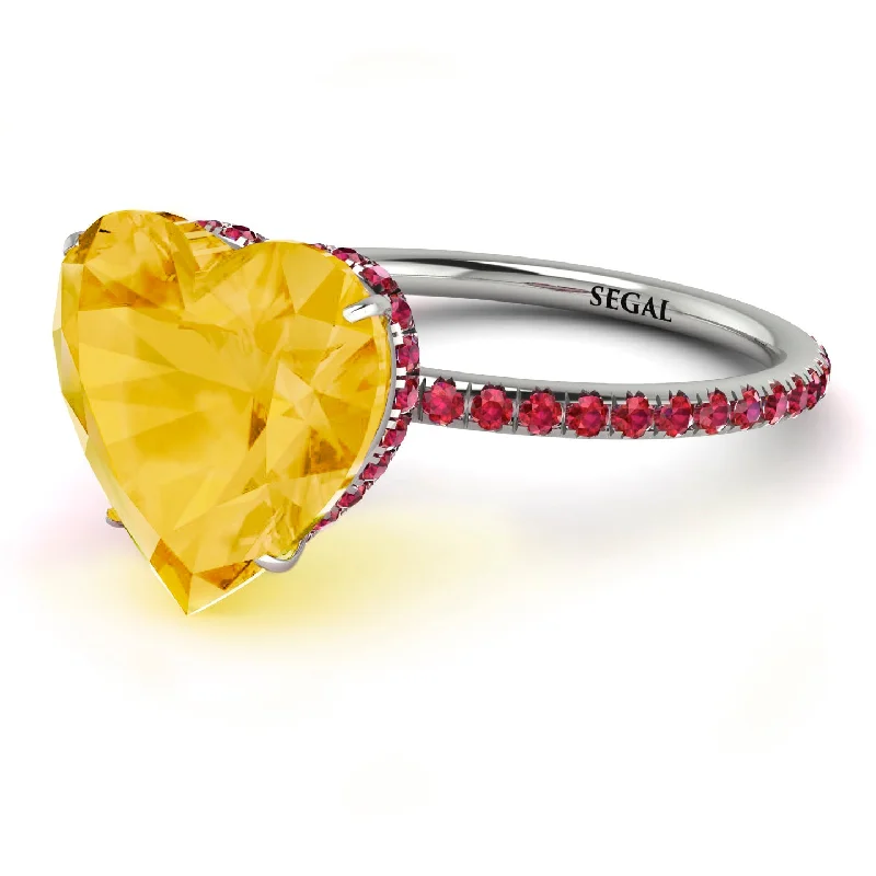 women's engagement rings with pear-shaped diamonds -Heart Shape Citrine Ring - Noelle No. 612