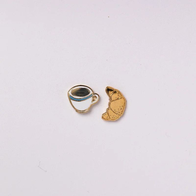 women's earrings with hoop design -Coffee & Croissant Earrings