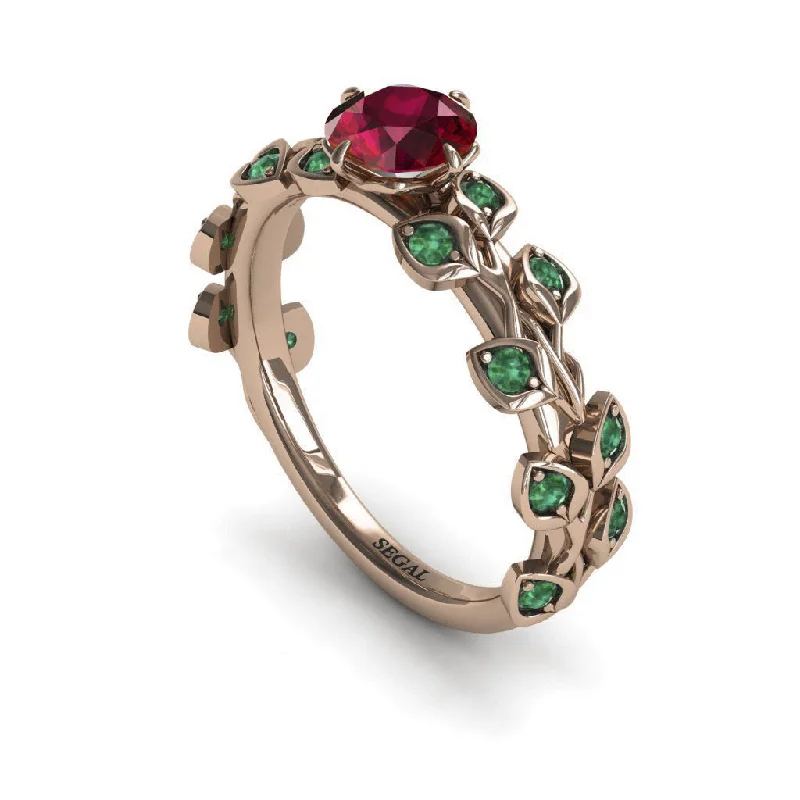 women's engagement rings with vintage metal -Leaves All Around Ruby Ring- Sydney no. 17