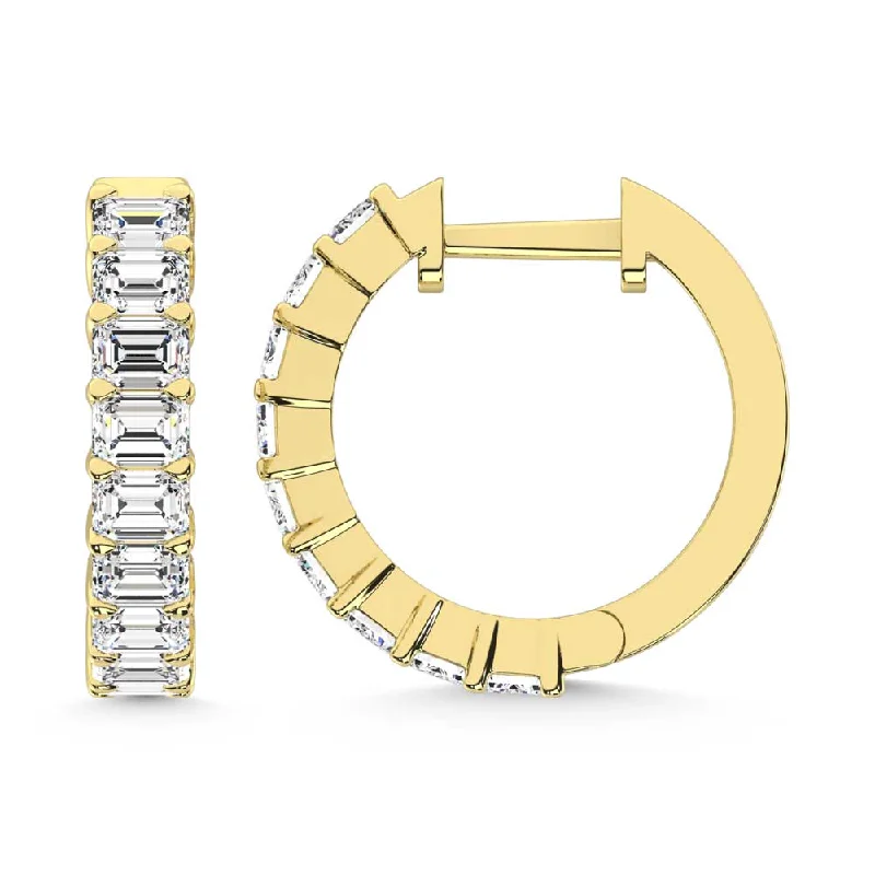 women's earrings with star-shaped crystals -14K Yellow Gold Lab Grown Diamond 1 1/2 Ct.Tw. Hoop Earrings