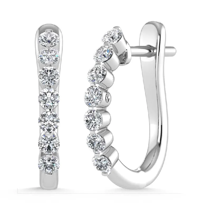 women's earrings with heart-shaped pearls -14K White Gold Lab Grown Diamond 1 Ct.Tw. Hoop Earrings