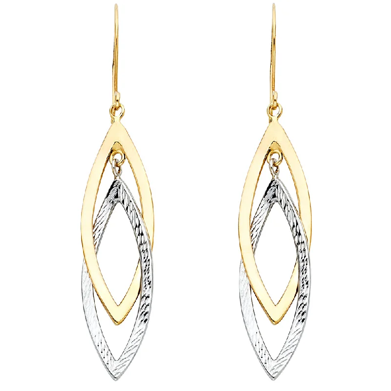 women's earrings with cubic zirconia stones -14K 2T Hollow Design Tube Earrings