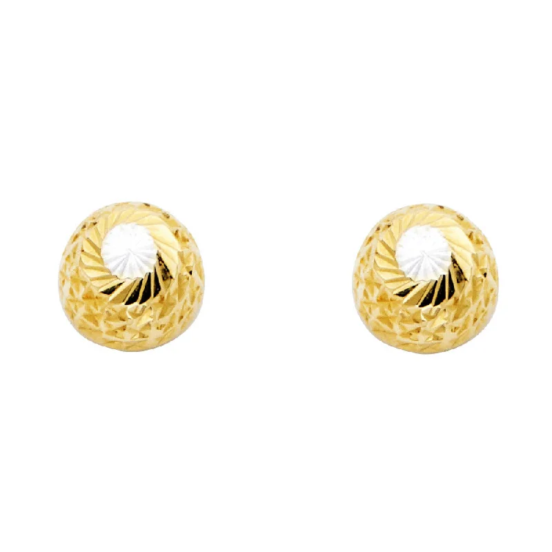 women's earrings with twisted hoop design -14K 2T 9.5mm DC Half Ball Earrings W/PB