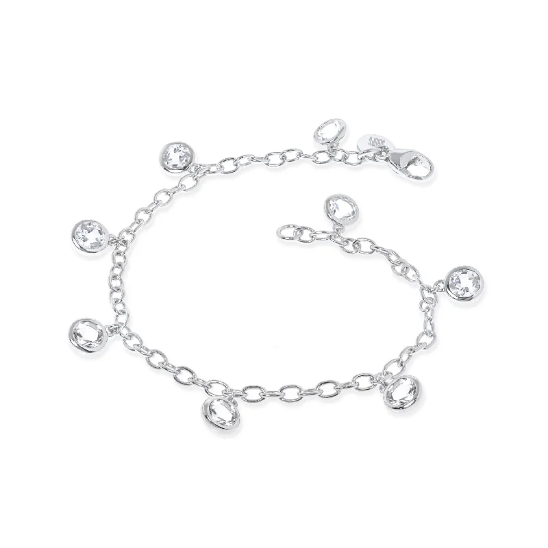 women's bracelets with smooth metal -White Topaz Dewdrops Bracelet