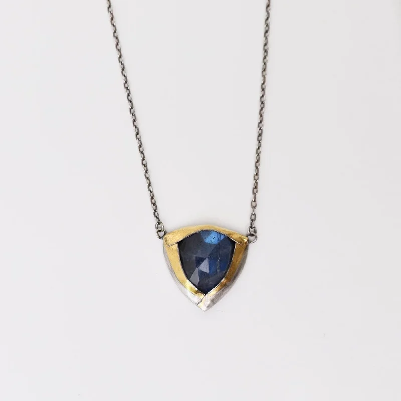 women's necklaces with round pendant -Labradorite Large Tri Fold Necklace