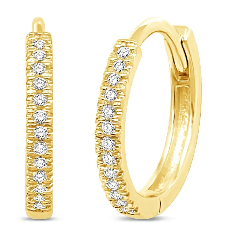 women's earrings with moonstone -14K Yellow Gold 1/6 Ct.Tw. Diamond Stackable Hoop Earrings