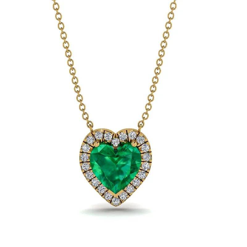 women's necklaces with gemstone pendant -4.7Ct Emerald Halo Heart Necklace - Jaylene No. 4