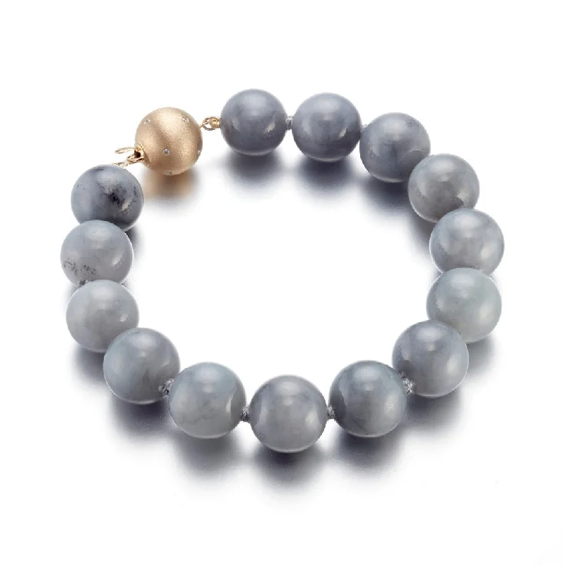 women's bracelets with clasp closure -12mm Gray Jade Bead Bracelet