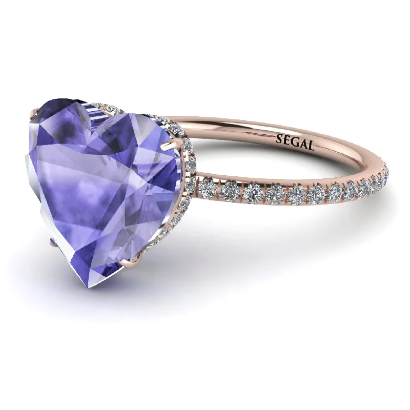 women's engagement rings with square setting -Heart Shape Tanzanite Ring - Noelle No. 202