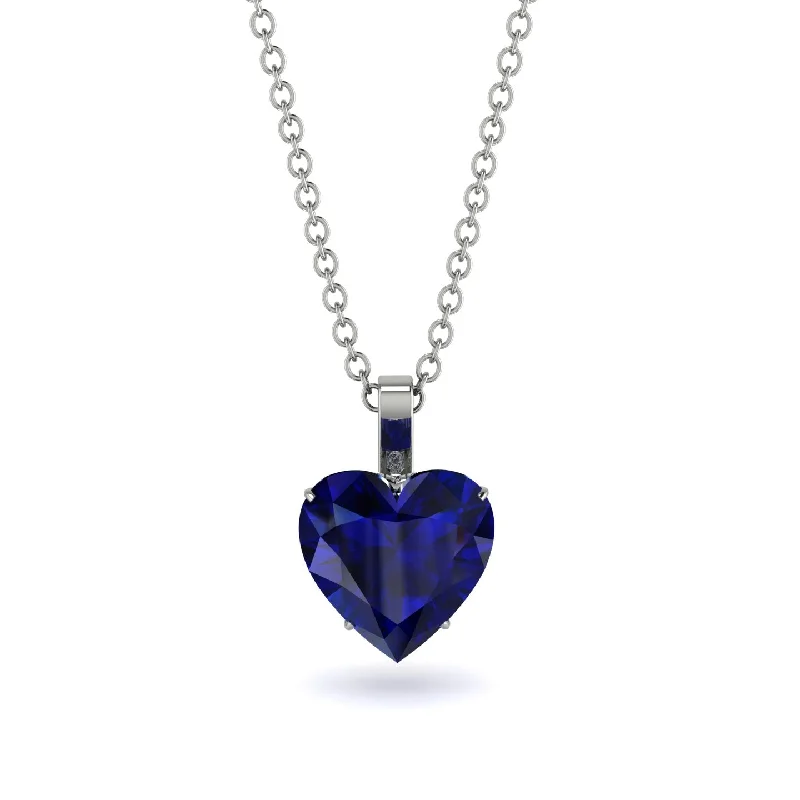 women's necklaces with luxury pendant -Heart Sapphire Necklace - Noelle No. 15