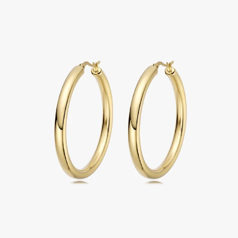 women's earrings with modern hoop design -Large Classic hoop earrings