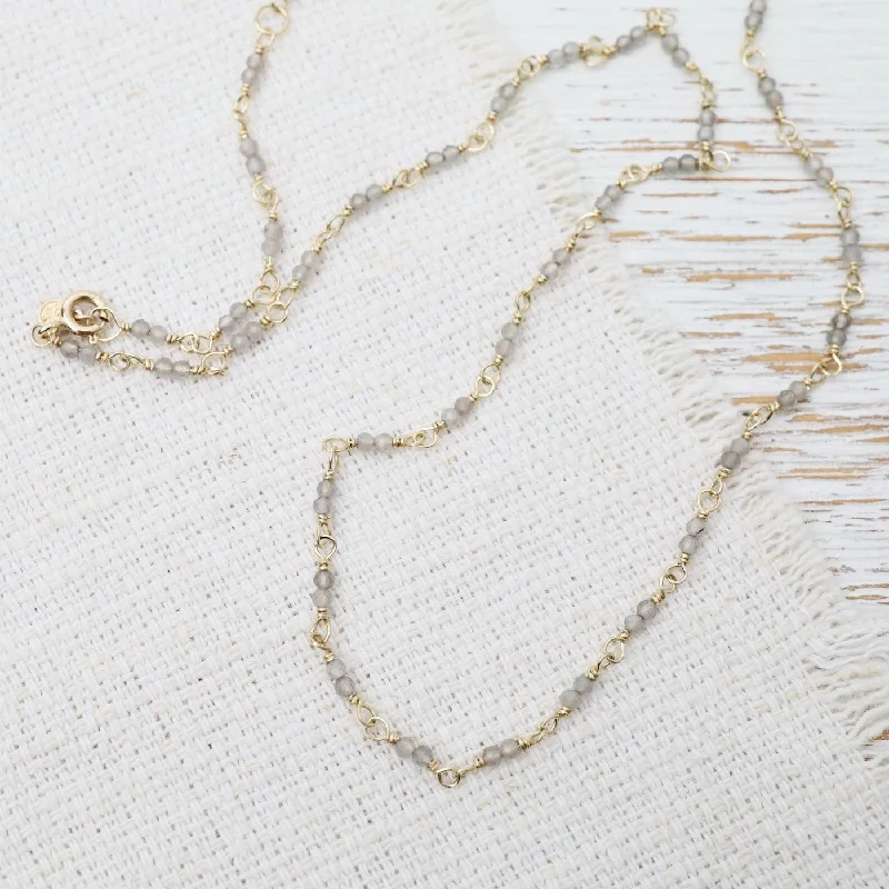 women's necklaces with dainty design -14k Hand-Tied Natural Slate Moonstone Gemstone Necklace