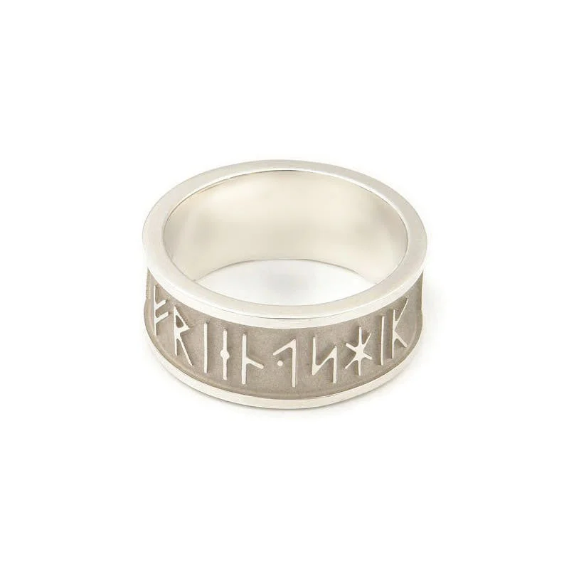 women's rings with radiant halo -Wide Runic Friendship Ring