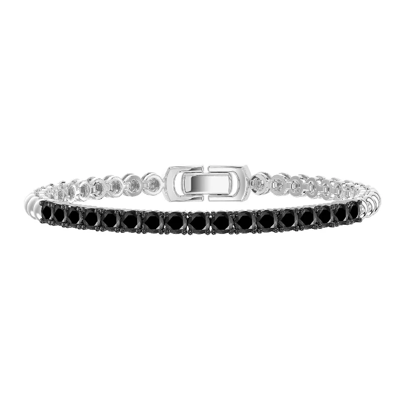 women's bracelets with engraved details -LADIES BRACELET 1.00CT ROUND DIAMOND 14K WHITE GOLD