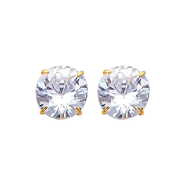 women's earrings with gold accents -14K 8MM CZ BIRTH STONE STUD EARRINGS