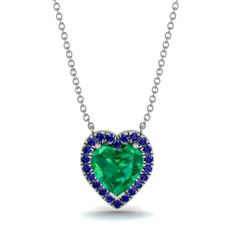 women's necklaces with star-shaped pendant -4.7Ct Emerald Halo Heart Necklace - Jaylene No. 66