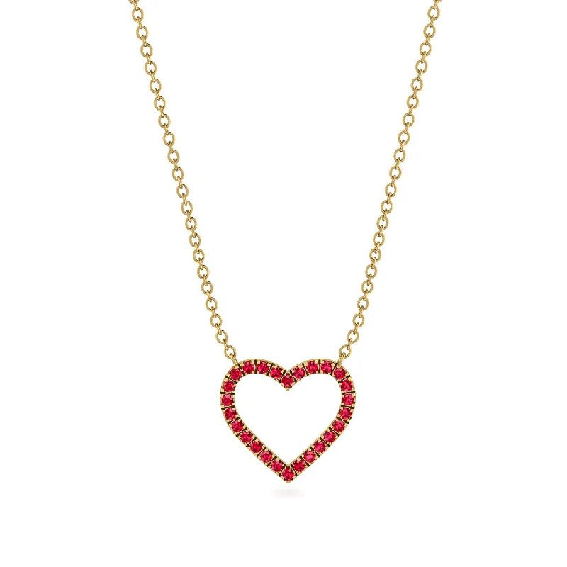 women's necklaces gold -Heart Shaped Ruby Necklace - Marie No. 10