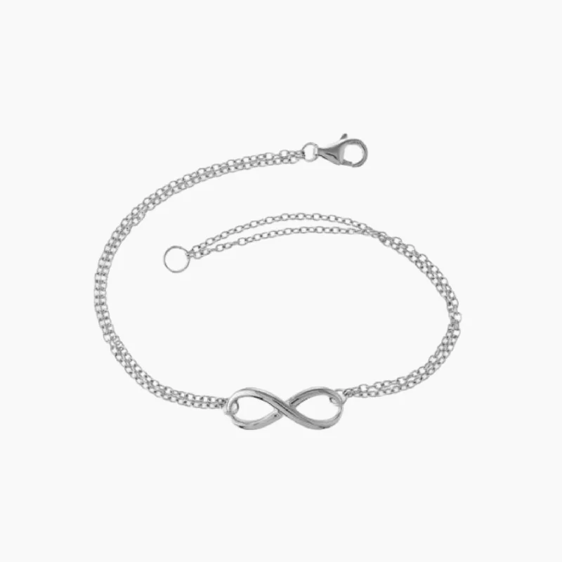 women's bracelets with gemstone bezel -Classic Infinity Sterling Silver Bracelet