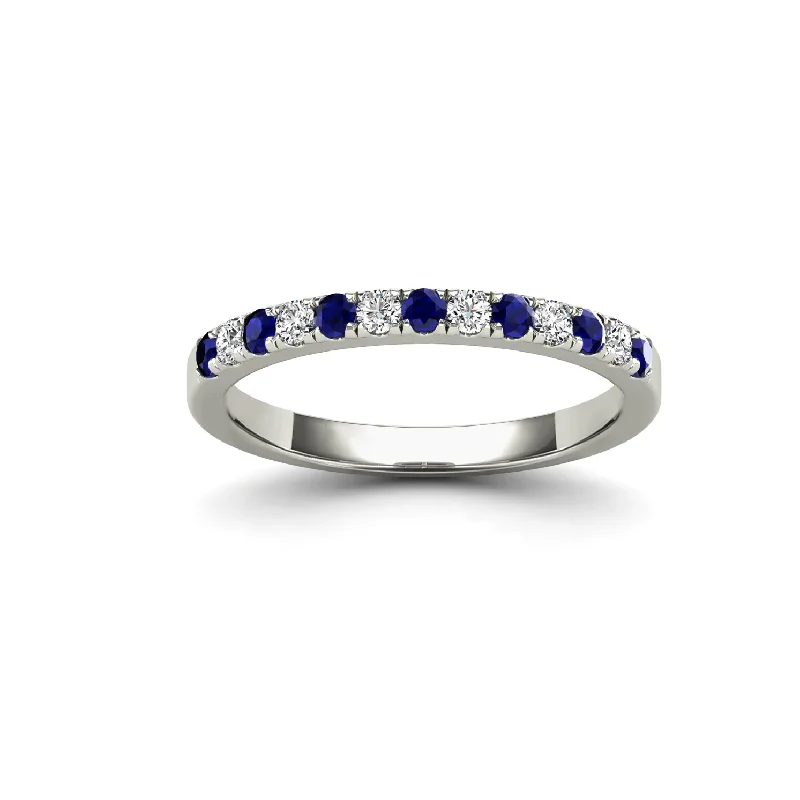 women's engagement rings with black diamonds -Diamond & Blue Sapphire Ring (14K)