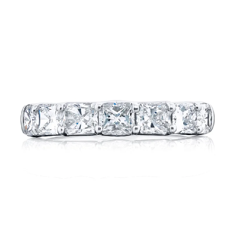 women's engagement rings with three-stone setting -JB Star 7 Radiant Diamond Anniversary Band Ring Platinum