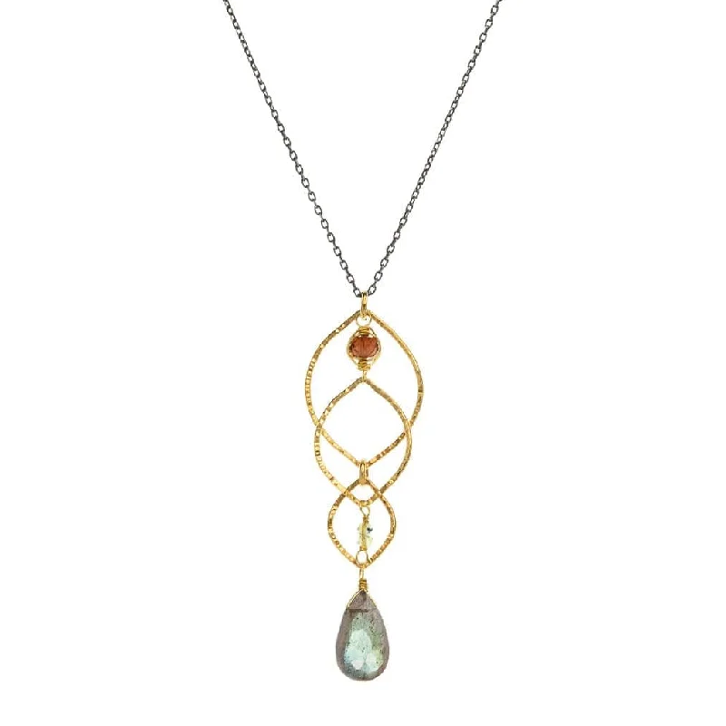 women's necklaces with geometric pendant -Layered Labradorite Pendant Necklace