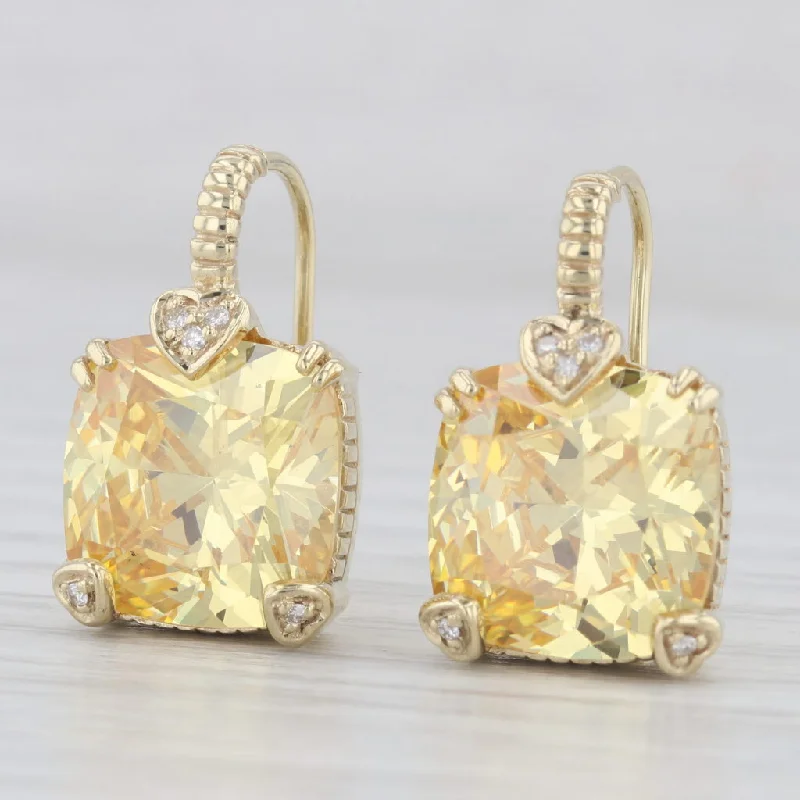 women's earrings with hoop and stud combo -Judith Ripka Yellow Cubic Zirconia Heart Accented Drop Earrings 18k Gold