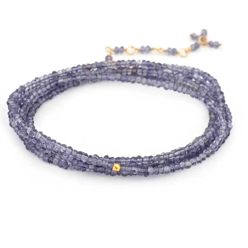 women's necklaces with opal -Anne Sportun Iolite Violet Beaded Wrap Bracelet & Necklace 34" B098G-IOL