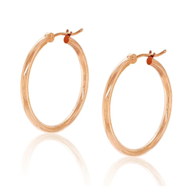 women's earrings with minimalistic look -ROSE GOLD POLISHED HOOP EARRINGS, 20MM