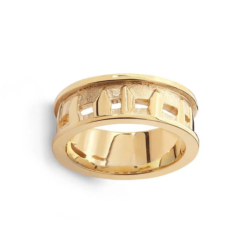 women's rings with bold design -Standing Stones Ring in 9 ct Yellow Gold