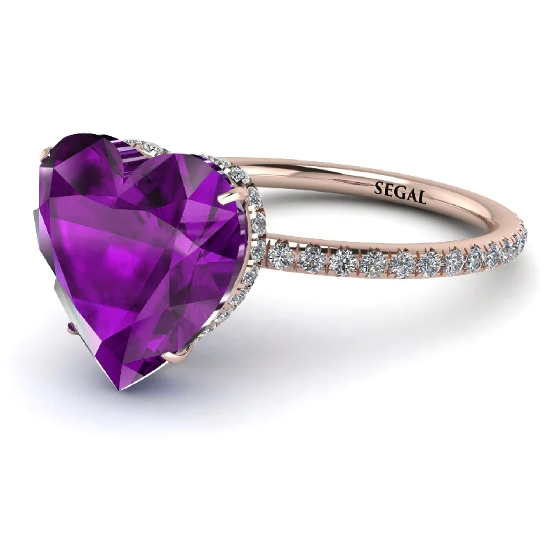 women's engagement rings with asymmetrical design -Heart Shape Amethyst Ring - Noelle No. 302