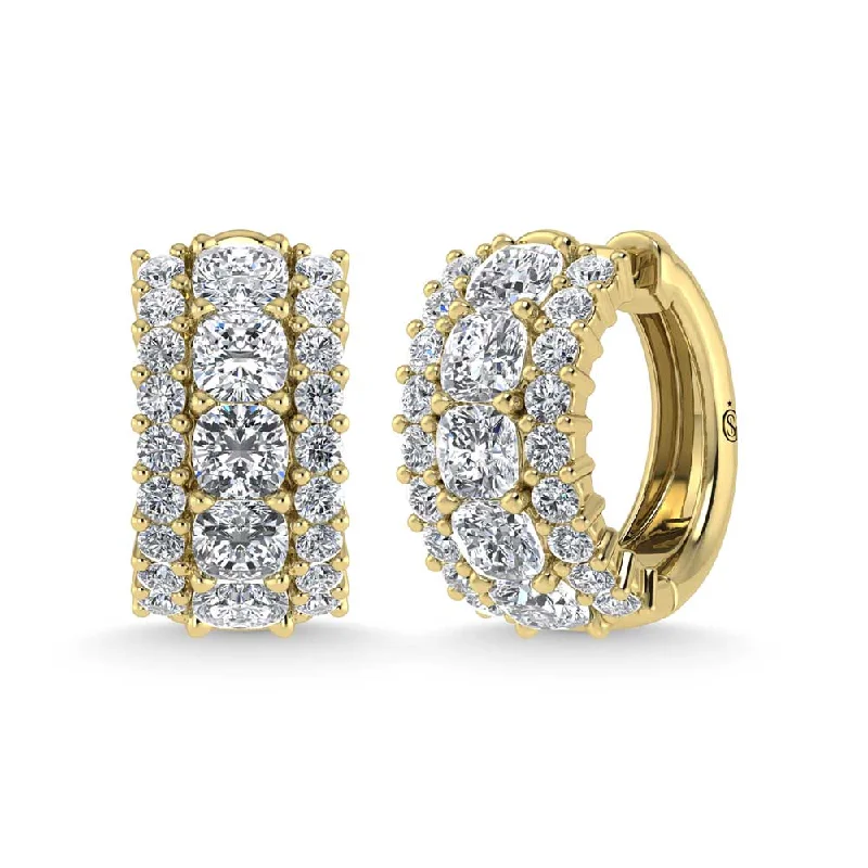 women's earrings with spiral design -14K Yellow Gold Lab Grown Diamond 5 1/4 Ct.Tw. Huggies Earrings